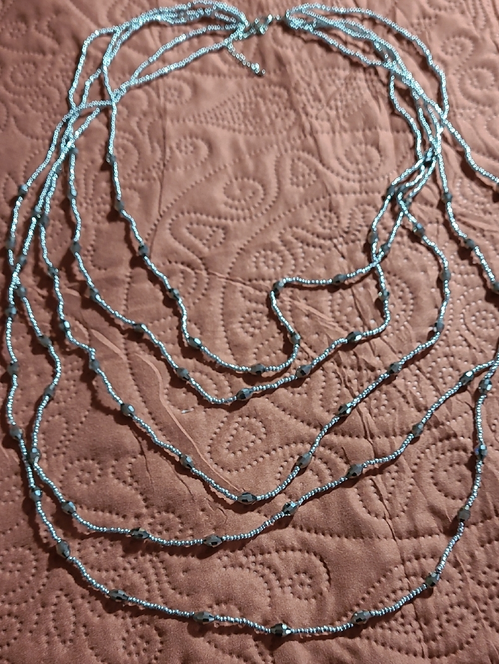 Source Unknown Multi-Strand Light Turquoise Beaded Necklace